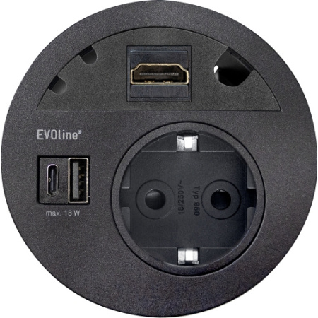 circle80_schwarz_vde_usb-ac-18w_hdmi_von-oben