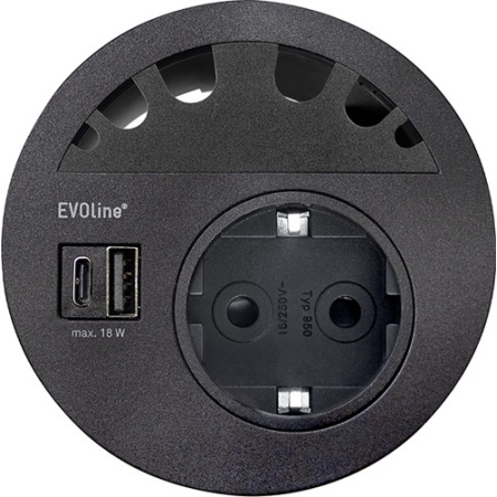 circle80_schwarz_vde_usb-ac-18w_kabeldurchlass_von-oben